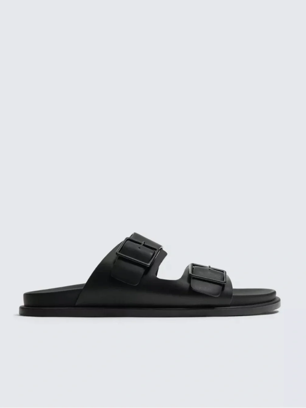 Zara Men's Black Double-Buckle Slide Sandals